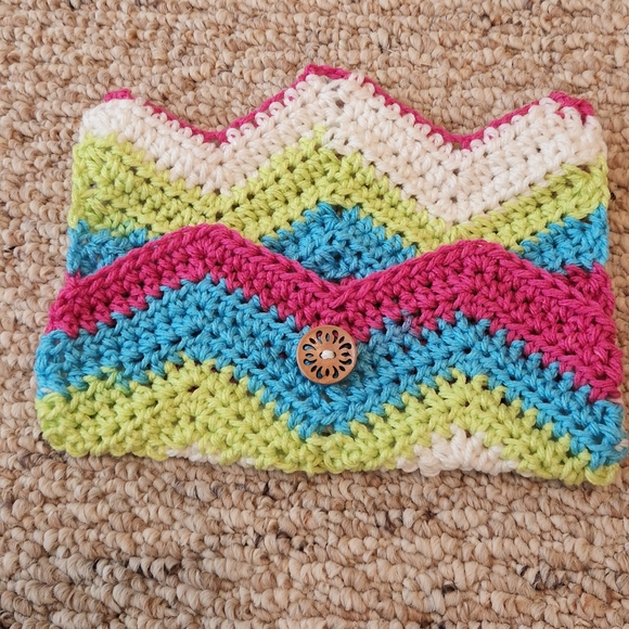 Handmade Crocheted Candy Striped Clutch - Picture 4 of 5
